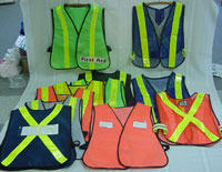 Reflective vests - Mesh and 420 Danier materials, with or without reflective stripes