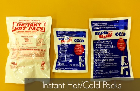 <strong>Part Number</strong> 
Instant Hot Packs - L-12341
Instant Ice Packs – small - 161-31246-50
Instant Ice Packs – large - 161-31259-24
<strong>CONTENTS</strong>
Instant Hot Packs
Instant Cold Packs (Small or Large)
Reusable hot/cold packs also available.
Products/Kits displayed may vary slightly than portrayed.