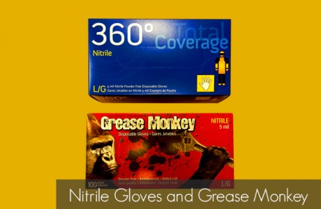 <strong>Part Number</strong>
360 5ml P/F Blue Nitrile Gloves (100/box Size S-XXL) - 8888PF
Grease Monkey 5ml P/F Black Nitrile Gloves (100/box.  Sizes: S-XXL, also available in 8mil and 15mil) - 5554PF
<strong>CONTENTS</strong>
Nitrile Gloves (Powder/Latex Free)
Grease Monkey (Powder/Latex Free)
Products/Kits displayed may vary slightly than portrayed.