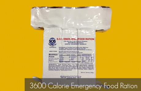 <strong>Part Number</strong> - SOS-3600
<strong>CONTENTS</strong>
3600 Calorie Emergency Food Ration (5 Year Shelf Life, 3 Day Supply of
Food)
Ingredients: Sugar, Enriched Wheat Flour, Partially Hydrogenated Vegetable Shortening (Soybean & Cottonseed Oils), Corn Starch, Wheat Gluten, Dextrose, Desiccated Coconut preserved with Sodium Metabisulfite, Corn Syrup, Contains less that 2% of each of the following: Soy Lecithin, Guar Gum, Calcium Propionate Preservative, Citric Acid, Salt, Ascorbic Acid, Ascorbyl Palmitate, Niacin, Vitamin A Palmitate, Riboflavin, Thiamine Mononitrate.
*Nut Free / Low Sodium*
Products/Kits displayed may vary slightly than portrayed.