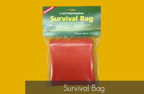 <strong>Part Number</strong>                        
Survival Bag – 8765
<strong>CONTENTS</strong>
Survival Bag (made from a 3 mil polyethylene, 84” x 36” in size)
Products/Kits displayed may vary slightly than portrayed.