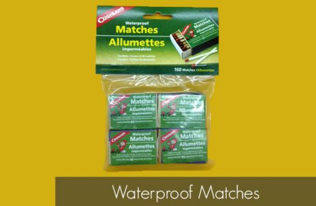<strong>Part Number</strong>
Waterproof Matches – 940BP
<strong>Contents</strong>
Waterproof Matches (40 matches per box) (4 boxes per pkg.)
Products/Kits displayed may vary slightly than portrayed.